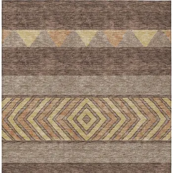 5' X 8' Brown Wheat And Copper Southwestern Washable Indoor Outdoor Area Rug