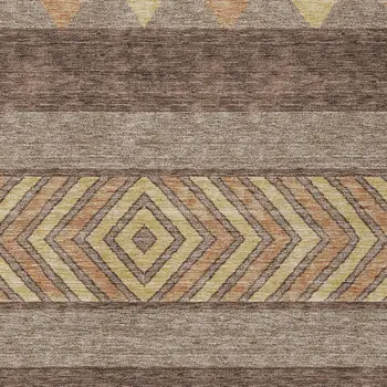 5' X 8' Brown Wheat And Copper Southwestern Washable Indoor Outdoor Area Rug