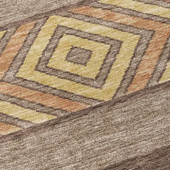 5' X 8' Brown Wheat And Copper Southwestern Washable Indoor Outdoor Area Rug