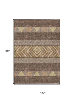 10' X 14' Brown Wheat And Copper Southwestern Washable Indoor Outdoor Area Rug