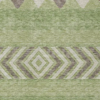 5' X 8' Green Taupe And Ivory Southwestern Washable Indoor Outdoor Area Rug
