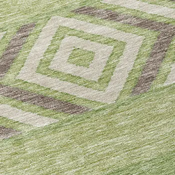 8' Green Taupe And Ivory Round Southwestern Washable Indoor Outdoor Area Rug
