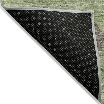 8' X 10' Green Taupe And Ivory Southwestern Washable Indoor Outdoor Area Rug