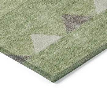 9' X 12' Green Taupe And Ivory Southwestern Washable Indoor Outdoor Area Rug