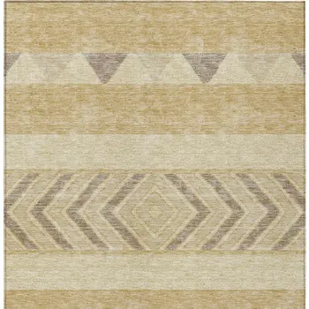 3' X 5' Gold Taupe And Beige Southwestern Washable Indoor Outdoor Area Rug