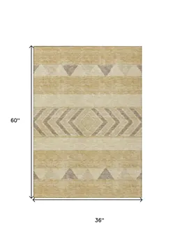3' X 5' Gold Taupe And Beige Southwestern Washable Indoor Outdoor Area Rug