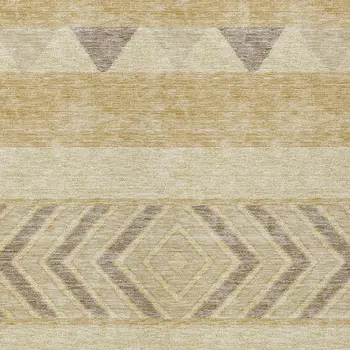 3' X 5' Gold Taupe And Beige Southwestern Washable Indoor Outdoor Area Rug