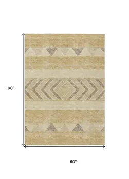 5' X 8' Gold Taupe And Beige Southwestern Washable Indoor Outdoor Area Rug