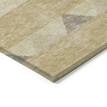 5' X 8' Gold Taupe And Beige Southwestern Washable Indoor Outdoor Area Rug