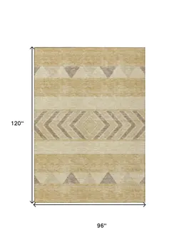 8' X 10' Gold Taupe And Beige Southwestern Washable Indoor Outdoor Area Rug
