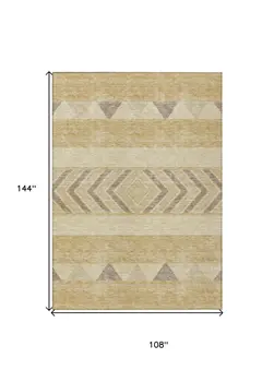9' X 12' Gold Taupe And Beige Southwestern Washable Indoor Outdoor Area Rug