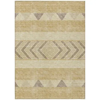 9' X 12' Gold Taupe And Beige Southwestern Washable Indoor Outdoor Area Rug