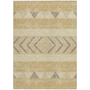 9' X 12' Gold Taupe And Beige Southwestern Washable Indoor Outdoor Area Rug
