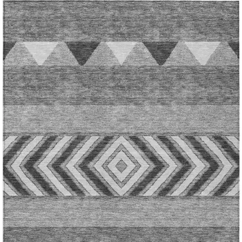3' X 5' Gray Charcoal And Silver Southwestern Washable Indoor Outdoor Area Rug