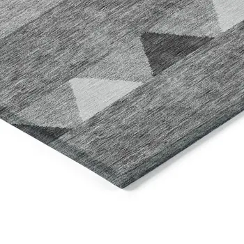 5' X 8' Gray Charcoal And Silver Southwestern Washable Indoor Outdoor Area Rug
