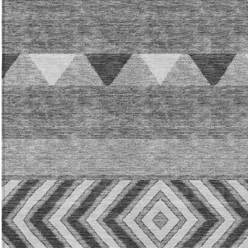 9' X 12' Gray Charcoal And Silver Southwestern Washable Indoor Outdoor Area Rug