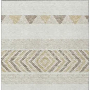 3' X 5' Ivory Beige And Taupe Southwestern Washable Indoor Outdoor Area Rug