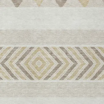 3' X 5' Ivory Beige And Taupe Southwestern Washable Indoor Outdoor Area Rug