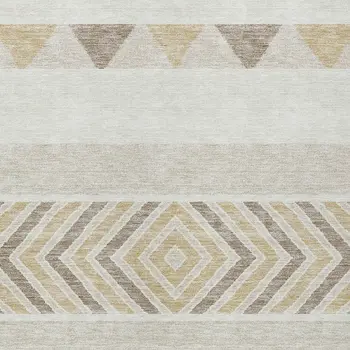 5' X 8' Ivory Beige And Taupe Southwestern Washable Indoor Outdoor Area Rug