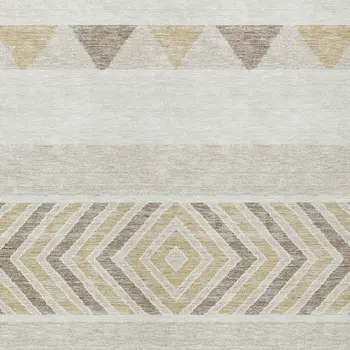 10' X 14' Ivory Beige And Taupe Southwestern Washable Indoor Outdoor Area Rug