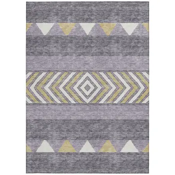 3' X 5' Lavender Ivory And Gold Southwestern Washable Indoor Outdoor Area Rug