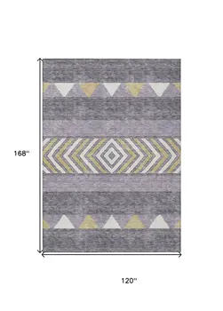 10' X 14' Lavender Ivory And Gold Southwestern Washable Indoor Outdoor Area Rug