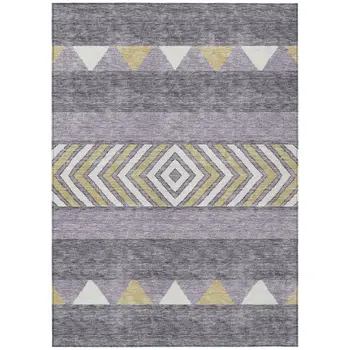 10' X 14' Lavender Ivory And Gold Southwestern Washable Indoor Outdoor Area Rug