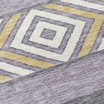 10' X 14' Lavender Ivory And Gold Southwestern Washable Indoor Outdoor Area Rug