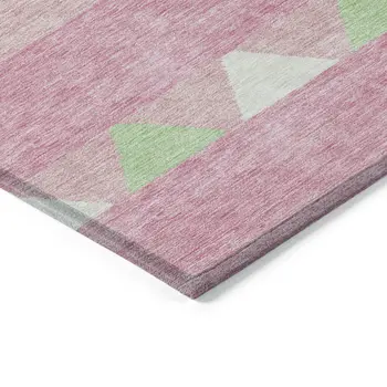 5' X 8' Pink Ivory And Mint Green Southwestern Washable Indoor Outdoor Area Rug