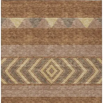5' X 8' Orange Wheat And Taupe Southwestern Washable Indoor Outdoor Area Rug