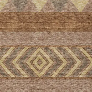 10' X 14' Orange Wheat And Taupe Southwestern Washable Indoor Outdoor Area Rug