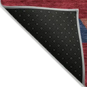 3' X 5' Red White And Navy Blue Southwestern Washable Indoor Outdoor Area Rug