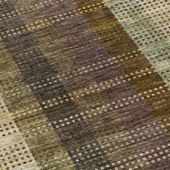 8' Brown Taupe And Plum Round Plaid Washable Indoor Outdoor Area Rug