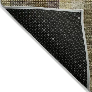 8' X 10' Brown Taupe And Plum Plaid Washable Indoor Outdoor Area Rug