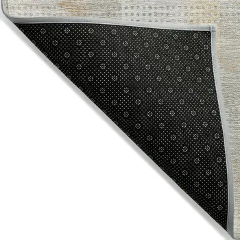 3' X 5' Ivory Beige And Tan Plaid Washable Indoor Outdoor Area Rug