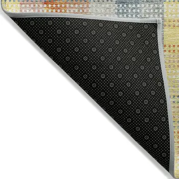 8' X 10' Peach Ivory And Orange Plaid Washable Indoor Outdoor Area Rug