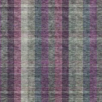 8' X 10' Plum Eggplant And Gray Plaid Washable Indoor Outdoor Area Rug