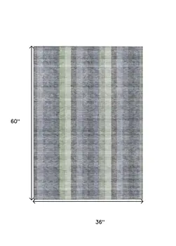 3' X 5' Pewter Gray And Mint Green Plaid Washable Indoor Outdoor Area Rug