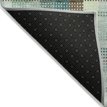 5' X 8' Sage Mint Green And Teal Blue Plaid Washable Indoor Outdoor Area Rug