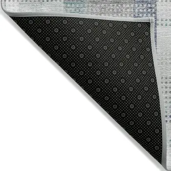 5' X 8' Silver Denim Blue And Teal Blue Plaid Washable Indoor Outdoor Area Rug