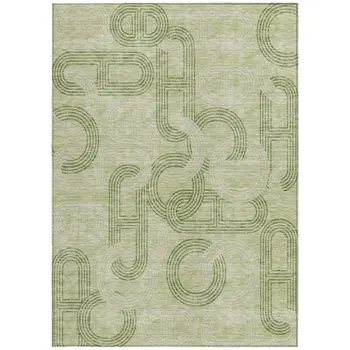 3' X 5' Sage And Ivory Geometric Washable Indoor Outdoor Area Rug