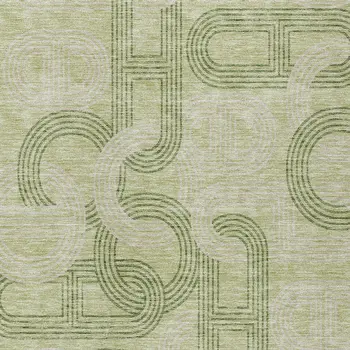 8' X 10' Sage And Ivory Geometric Washable Indoor Outdoor Area Rug