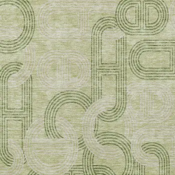 10' X 14' Sage And Ivory Geometric Washable Indoor Outdoor Area Rug