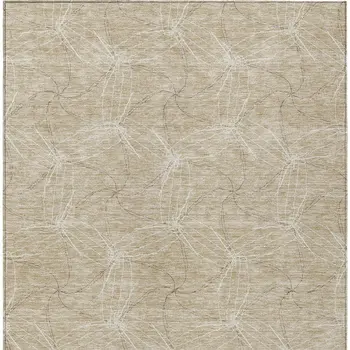 5' X 8' Beige And Ivory Geometric Washable Indoor Outdoor Area Rug