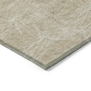 5' X 8' Beige And Ivory Geometric Washable Indoor Outdoor Area Rug