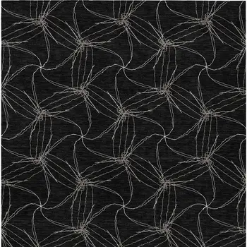 5' X 8' Black And Ivory Geometric Washable Indoor Outdoor Area Rug