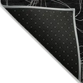 5' X 8' Black And Ivory Geometric Washable Indoor Outdoor Area Rug