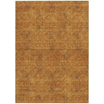 3' X 5' Copper And Ivory Geometric Washable Indoor Outdoor Area Rug