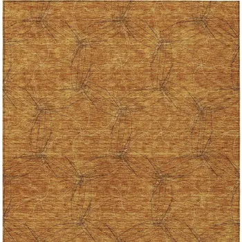 10' X 14' Copper And Ivory Geometric Washable Indoor Outdoor Area Rug