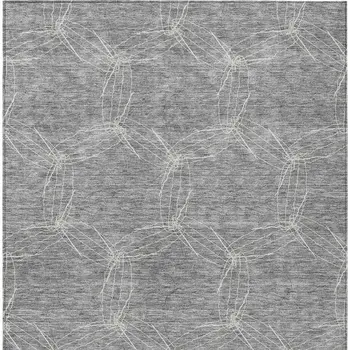 3' X 5' Gray And Ivory Geometric Washable Indoor Outdoor Area Rug
